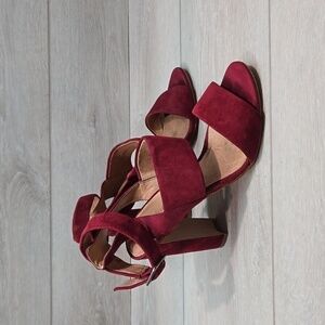 Madewell Women Ankle Suede Heels Pump Sandals shoes sz 7